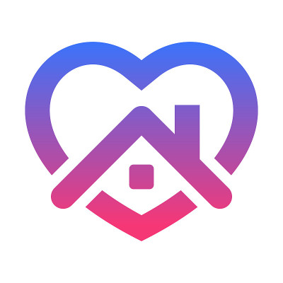呆在家里图标。房子与心。