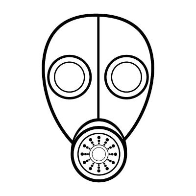 污染、疾病、Corona virus呼吸器防毒面具图标。简单的插图呼吸器防毒面具面包矢量图标标志为w