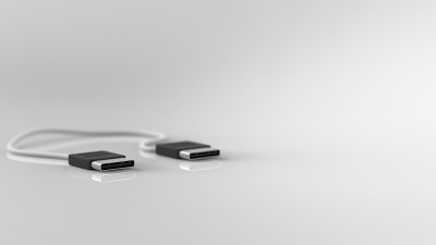 USB类型C连接器的3d渲染与良好的背景