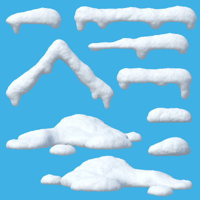 雪帽，冰柱，雪球和雪堆