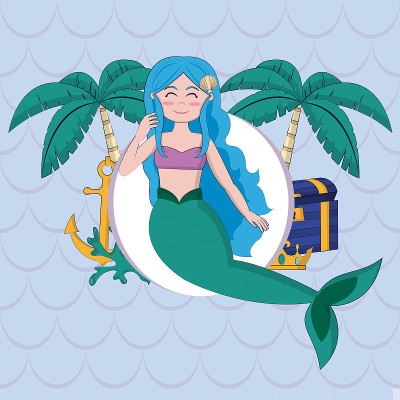 Beautiful and magic mermaid cartoon