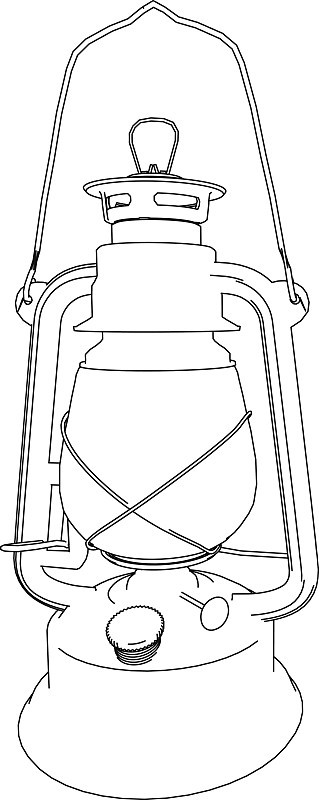 煤油灯的三维插图