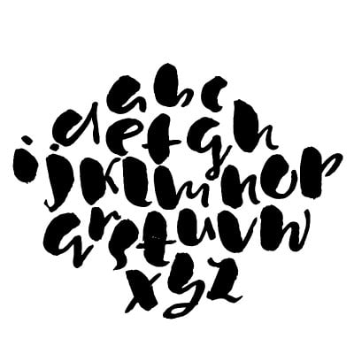 手绘干刷字体。现代刷刻字。摇滚风格的字母。矢量插图。