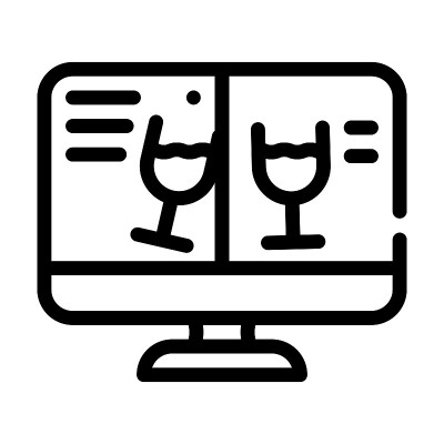 在线庆祝通过视频通话线路图标矢量插图