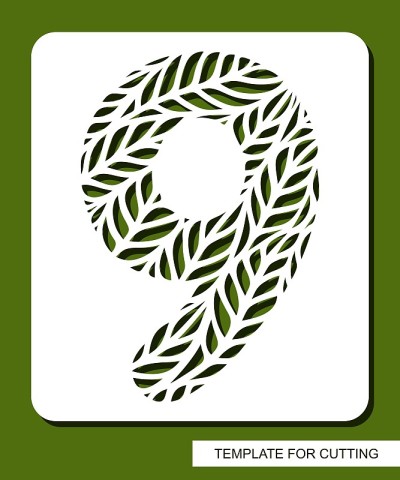 刻有数字9 - 9的模板。