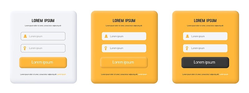 3 d的反馈形式。表单模板的用户界面的网站，应用程序，登陆页等。粘土型风格的一组反馈形式。矢量插图孤