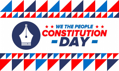 美国宪法日。节日，每年9月17日庆祝。国籍的一天。美国的一天。我们的人。爱国的美国元素。海报，卡片，