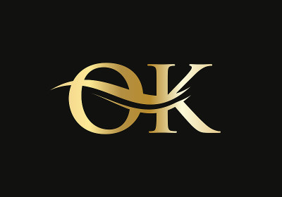 现代OK标志设计的企业和公司的身份。创意OK信与奢华概念