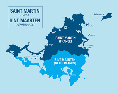 Saint Martin island, France. Overseas territory, F