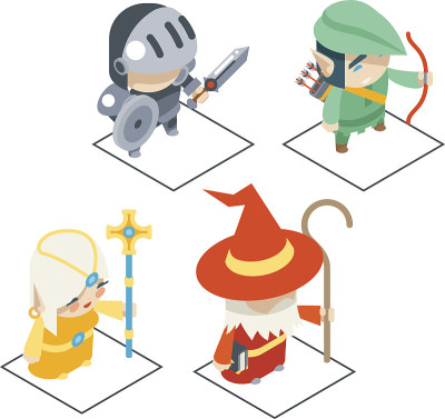 等距幻想RPG游戏角色矢量图标设置插图