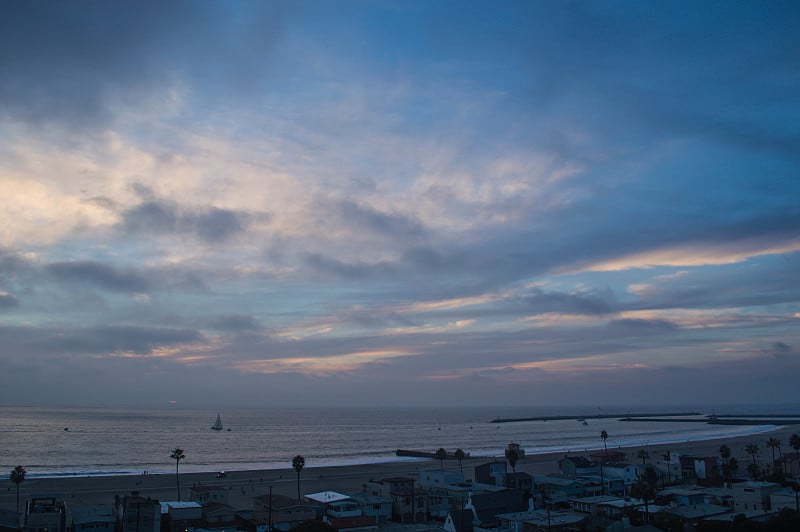 美丽的日落在Playa del Rey, CA