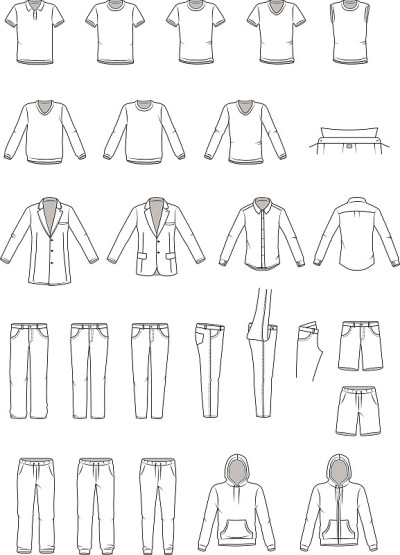 男装插图，服装