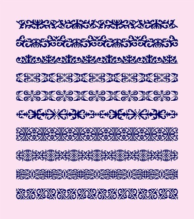 Kazakh ornaments in the form of a border, strips