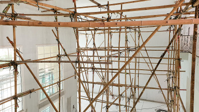 建筑工程用竹棚架。