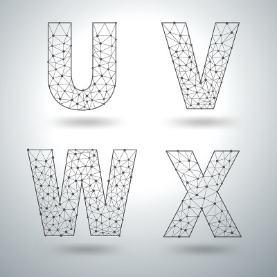 网格时尚的字母U V W X
