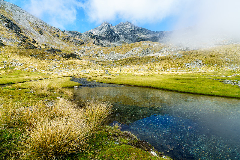 山峰和一条河在云中，非凡的滑雪区，新西兰29