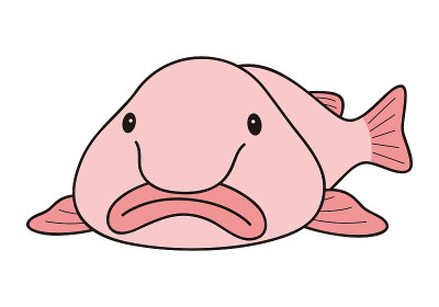 Blobfish Nyudoukadica深海鱼角色矢量插图
