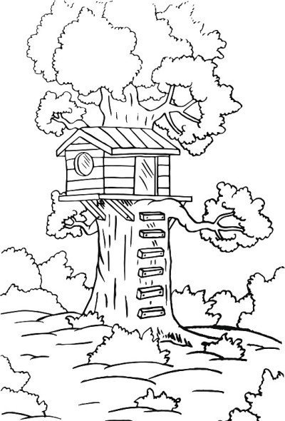 树素描中的小房子