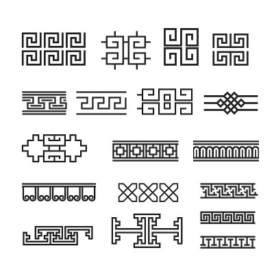亚洲饰品，韩国，中国，日本矢量集