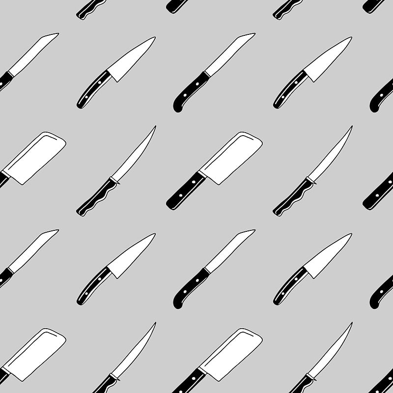 Seamless pattern with different meat cuttinng kniv