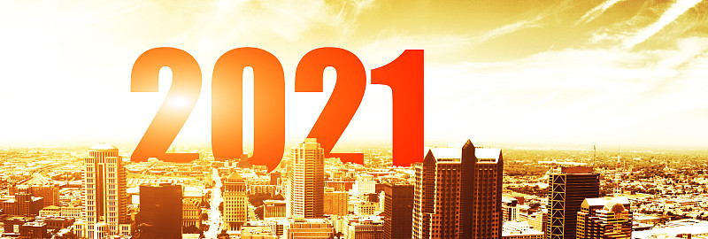 新年快乐。在2021年开始。三维演示