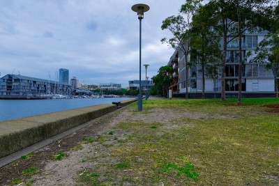 悉尼港和城市天际线的达令港和澳大利亚Barangaroo的全景