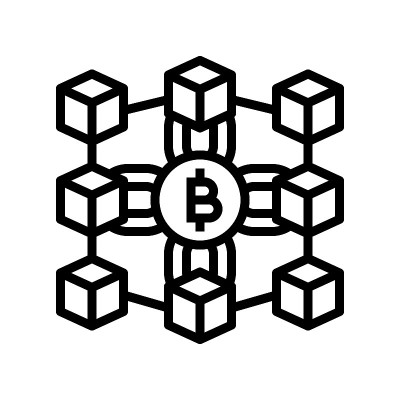 区块链金融技术线图标矢量插图