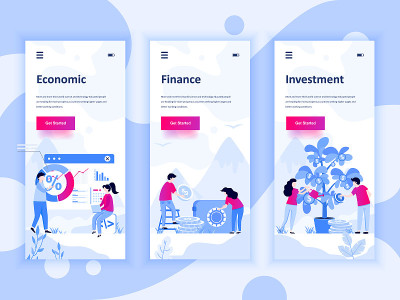 Set of onboarding screens user interface kit for E
