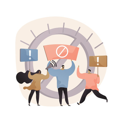 公众强烈反对抽象概念矢量插图。