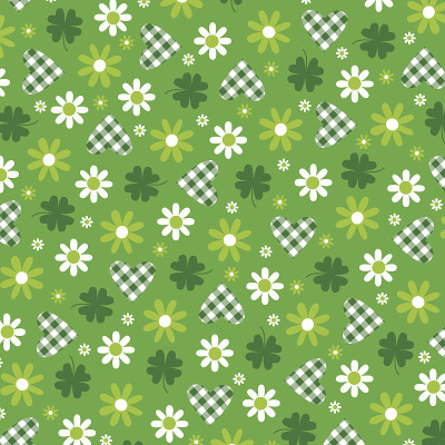 绿色的心和花