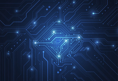 摘要数字背景与技术线路板纹理。电子主板说明。通信和工程概念。矢量图