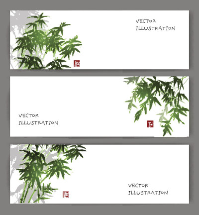 三个横幅，绿色的竹子