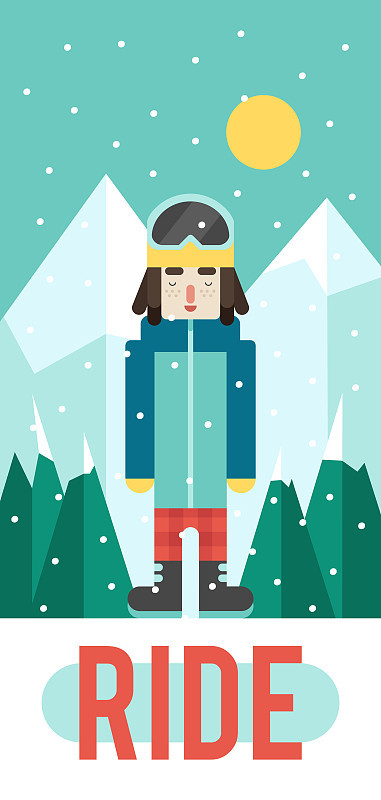 矢量模式为您的手机外壳与漂亮的男孩滑雪板(平面设计)