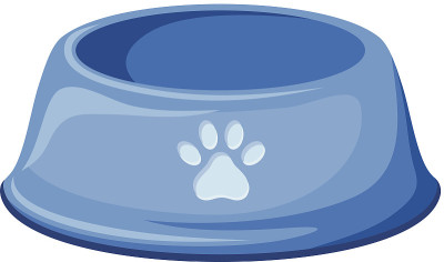 蓝狗碗里。矢量插图。