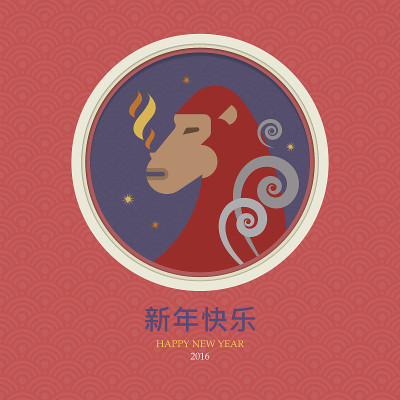 矢量插图与中国新年的象征。