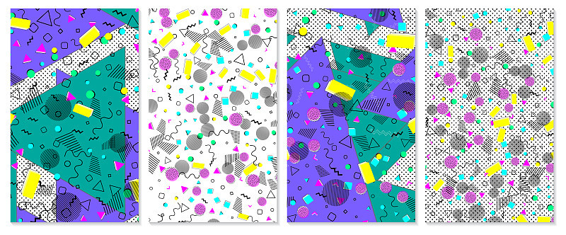 Set of  pattern. Pop art color background.