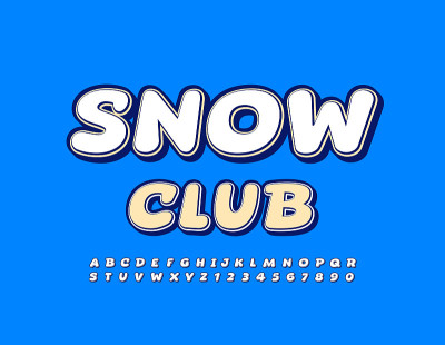 向量时髦的旗帜雪俱乐部与字母和数字设置