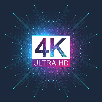 4K超高清徽章矢量图标。抽象渐变背景风格4K超高清电视符号