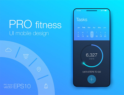 Fitness app. Ui ux design. UI design concept with 