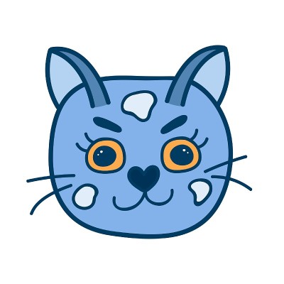 有趣可爱的猫脸手绘矢量