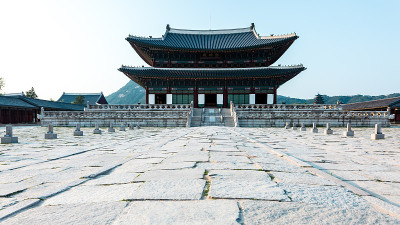 韩国传统建筑，京福宫，首尔，韩国。