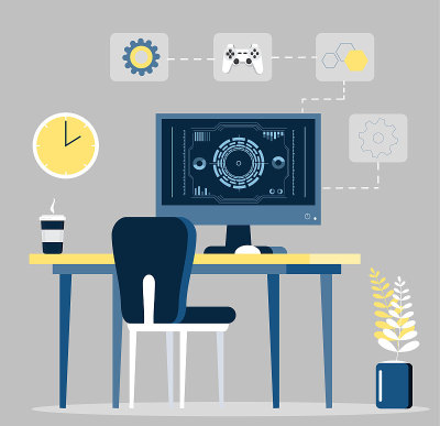 Freelancer workplace concept vector. Remote work a