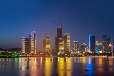 青岛城市建筑景观夜景