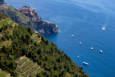 Corniglia，从上面的全景