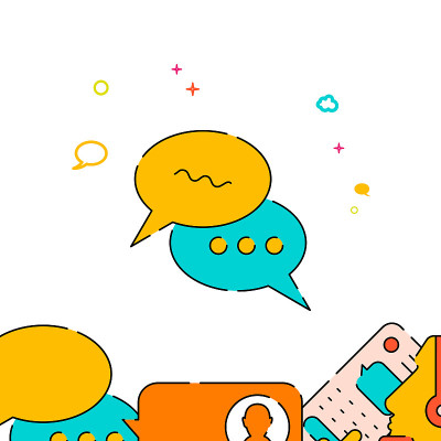 Round chat bubbles filled line icon, simple illust