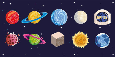 太空行星太阳月亮头盔小行星天文学星系图标