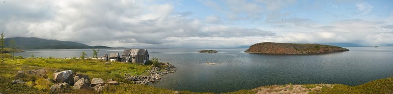全景。北湖上的岛屿。