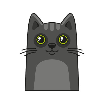 可爱的猫脸图标。卡通风格的白色背景矢量