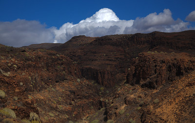 大加那利岛，风景沿徒步旅行路线之间的ravives Barranco del Toro和Barran