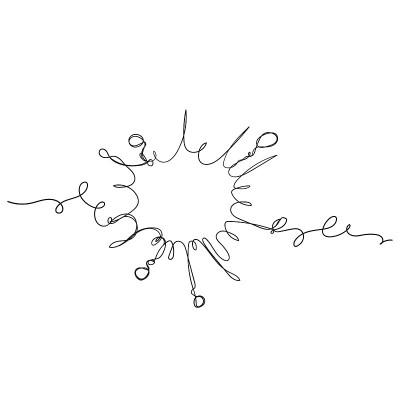 手绘星爆插图矢量在连续的线条艺术风格